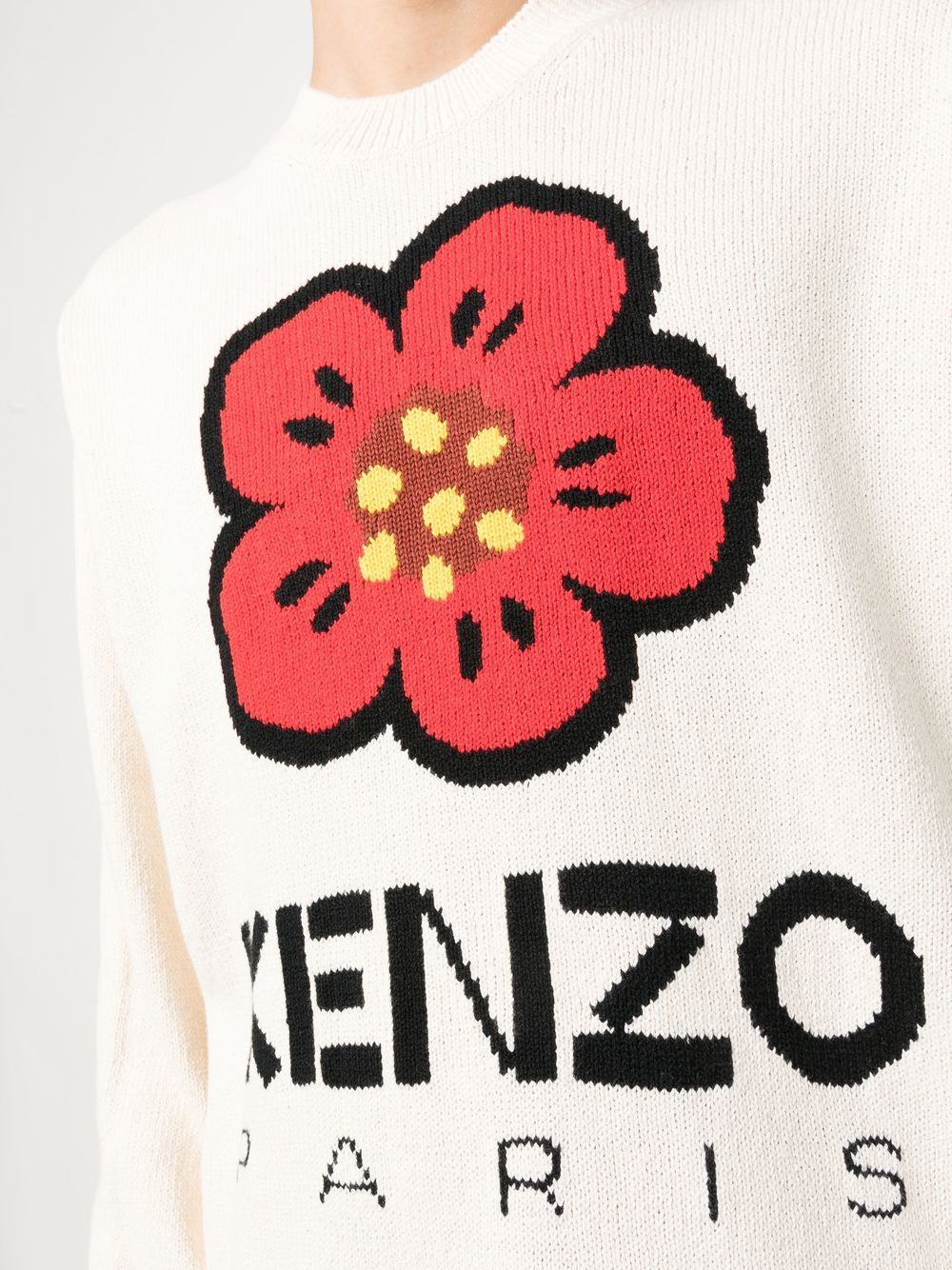 knitted flower logo sweater