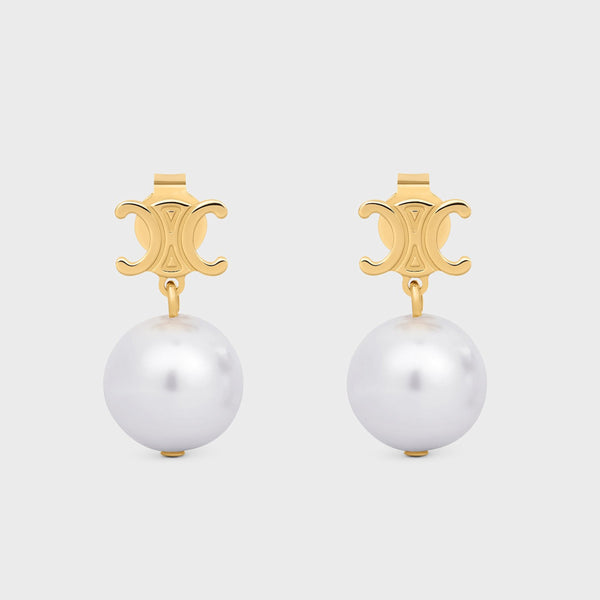 Les Perles Earrings In Gold-Plated Brass With Glass Pearls