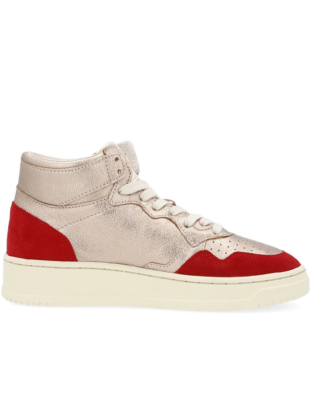 Autry mid woman - goat/met/sued copp/red