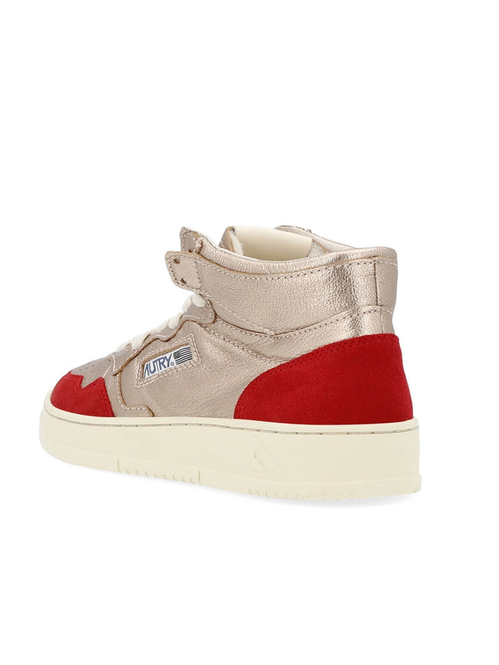 Autry mid woman - goat/met/sued copp/red