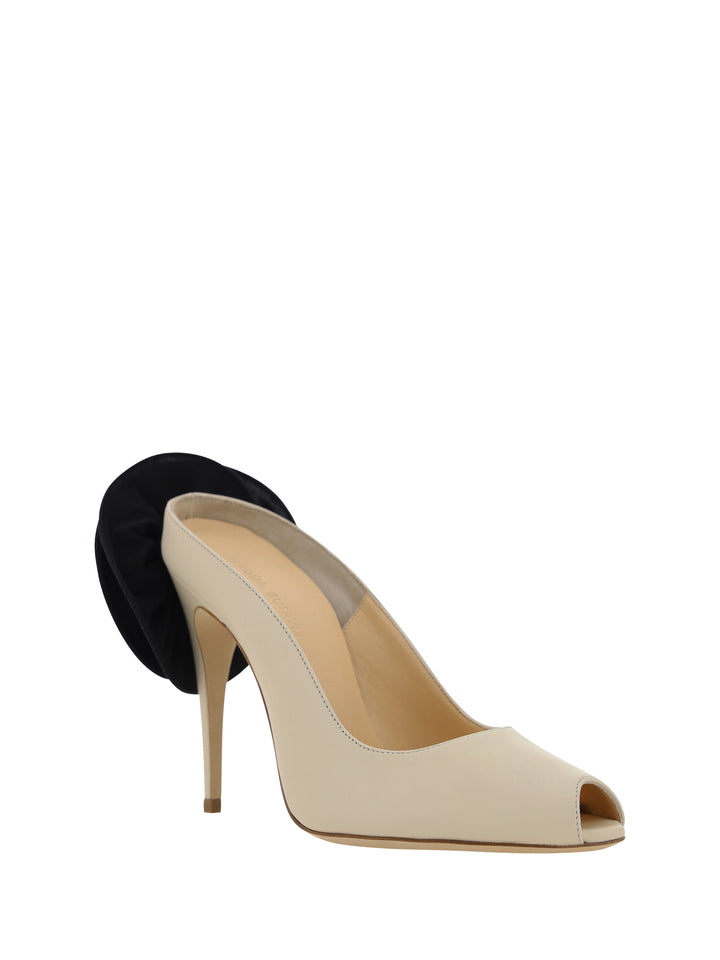 RE24 PEEP TOE MULES LEATHER CREAM