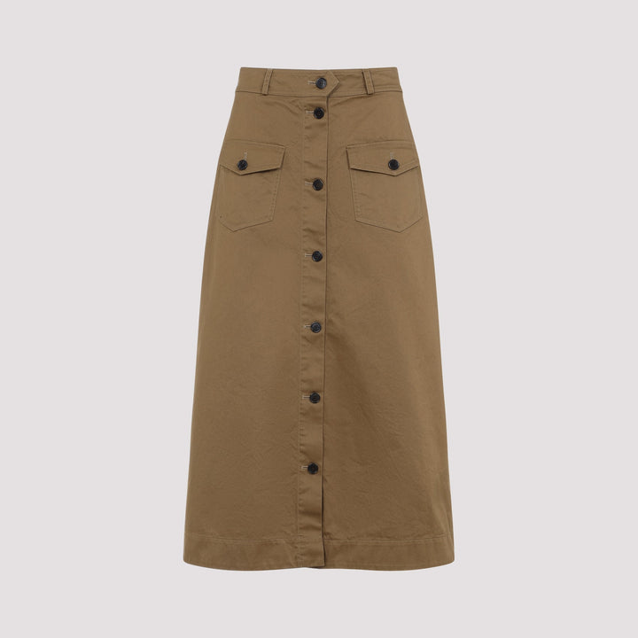 Cotton Midi Skirt Skirts Brown