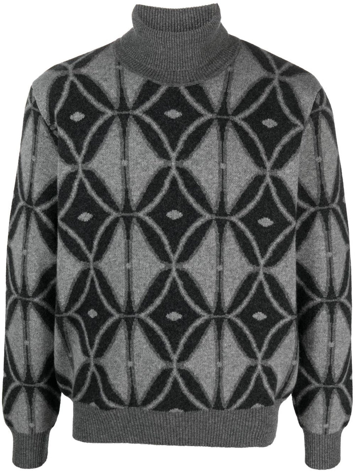 Turtleneck sweater with inlay motif