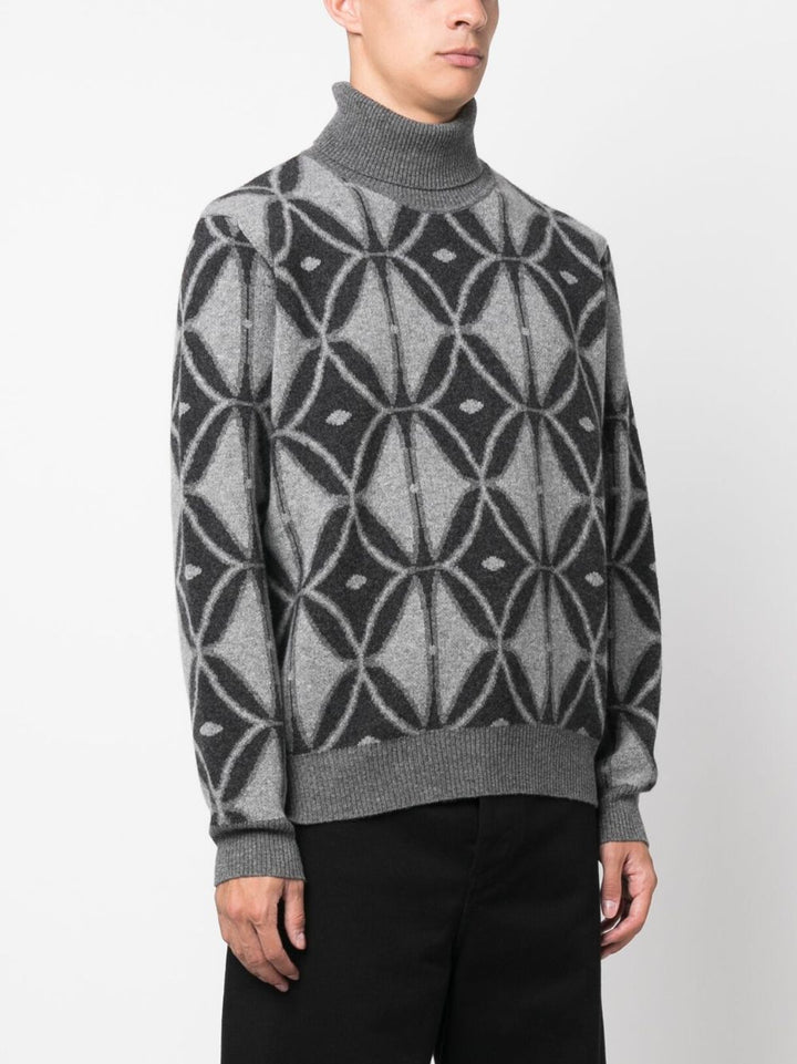 Turtleneck sweater with inlay motif