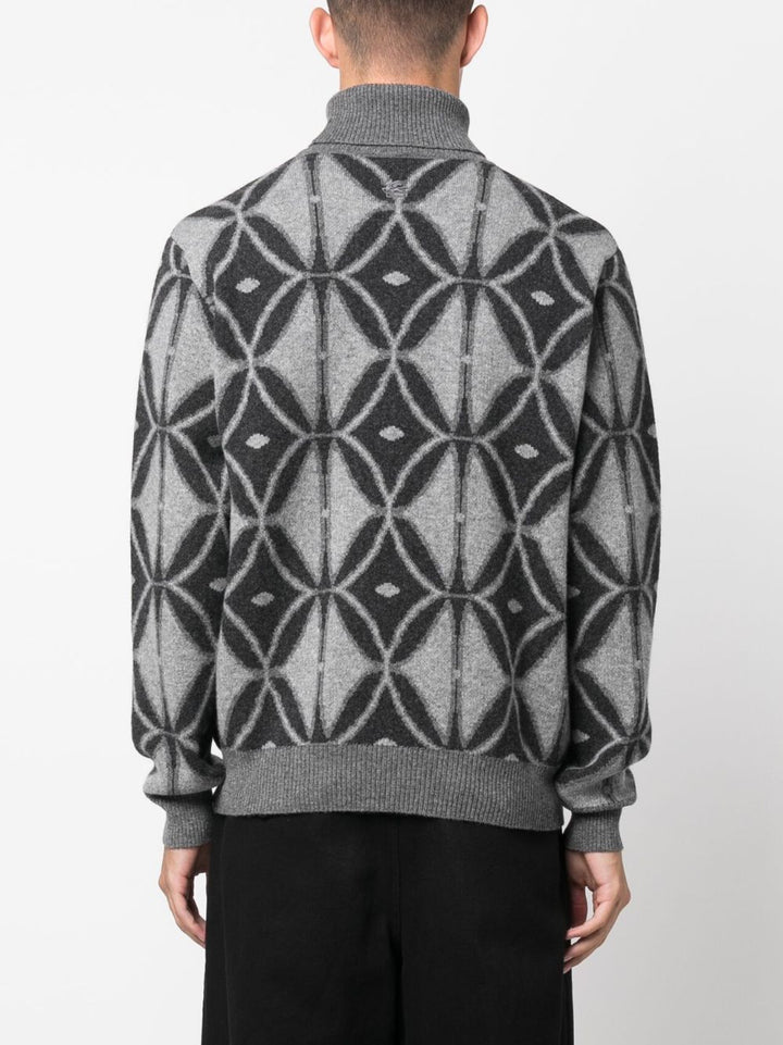 Turtleneck sweater with inlay motif