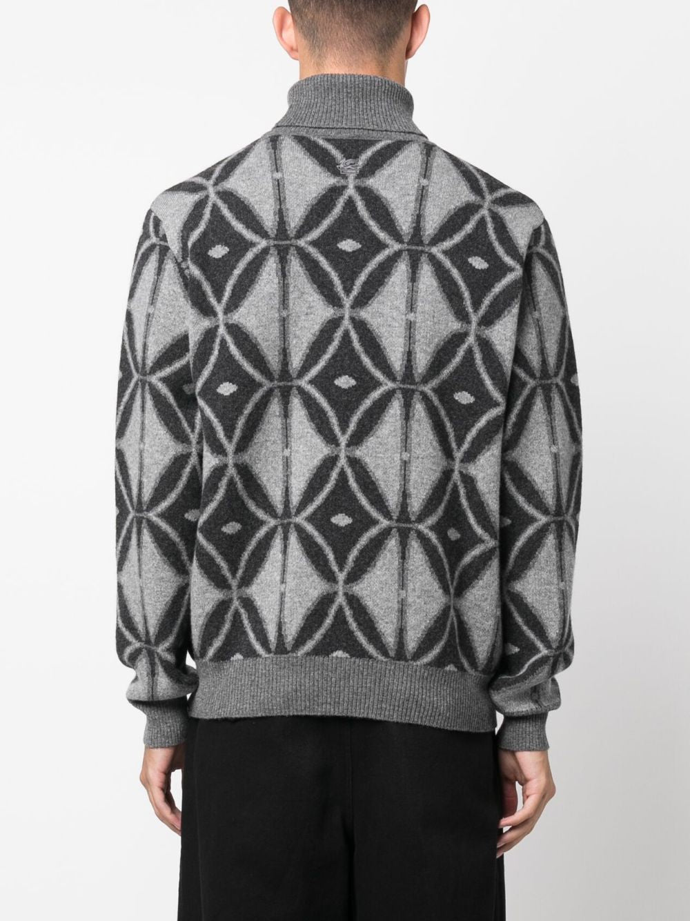 Turtleneck sweater with inlay motif