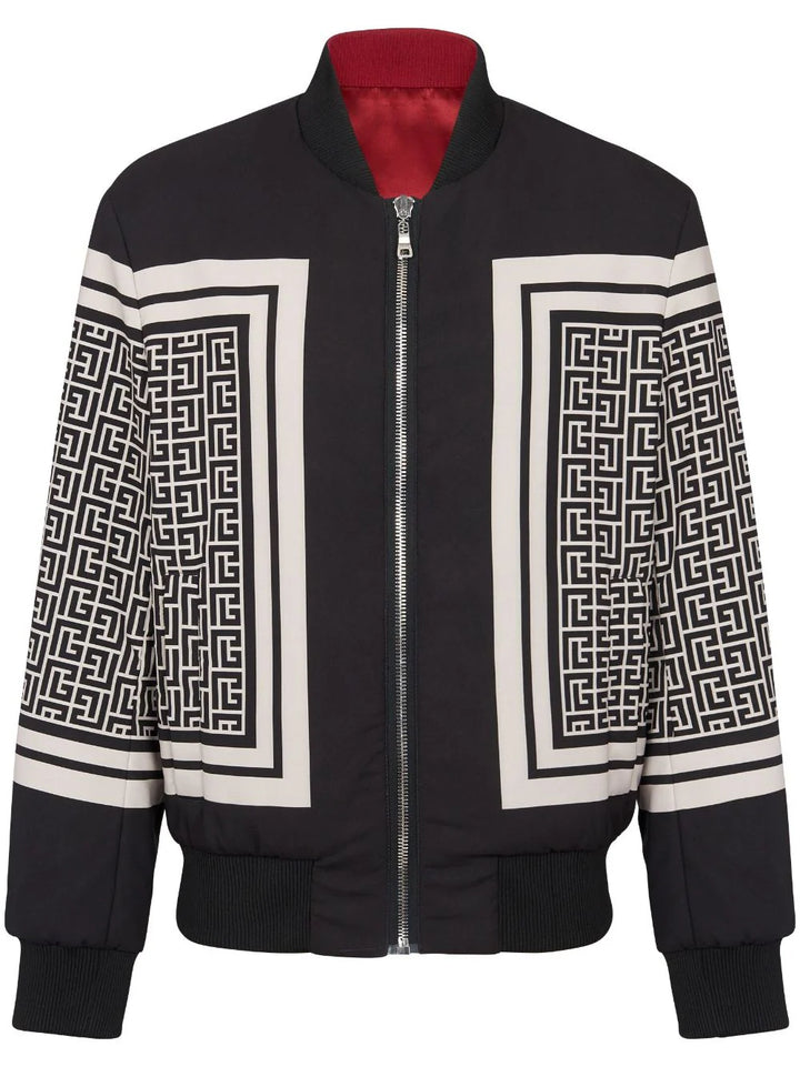 Reversible bomber jacket with monogram