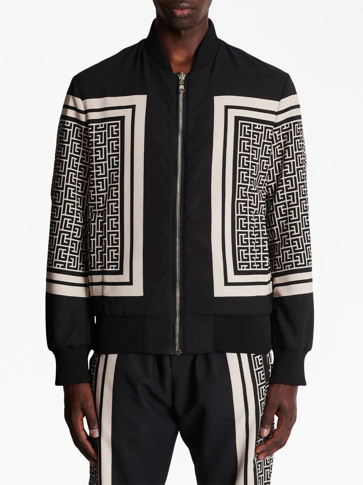 Reversible bomber jacket with monogram