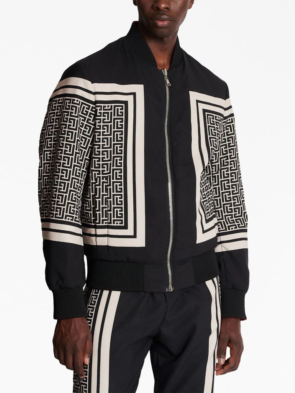 Reversible bomber jacket with monogram