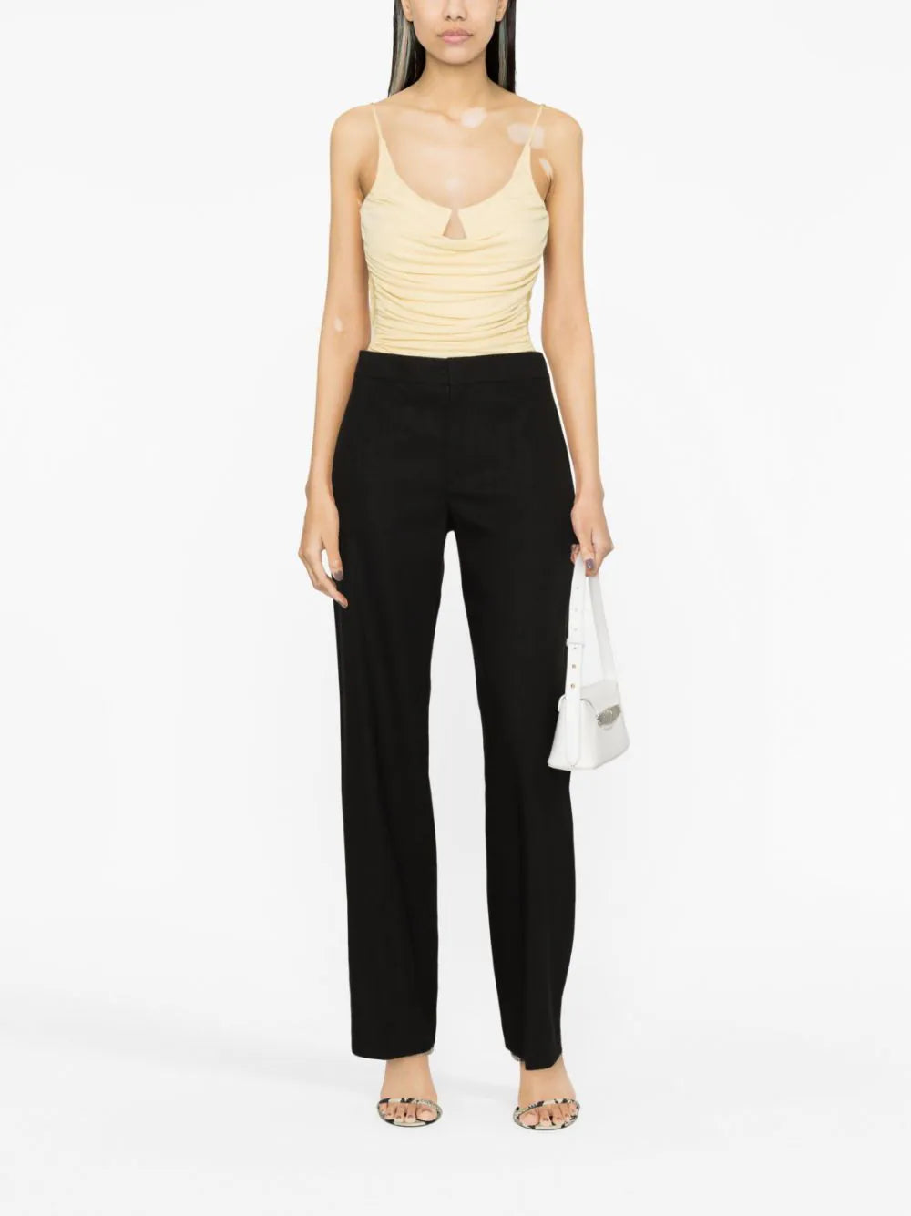 straight trousers with high waist