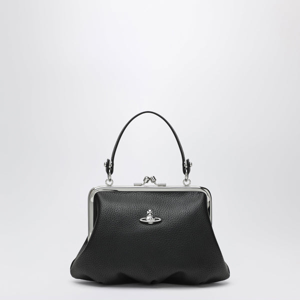 Granny Frame Bag In Black Grained Pu
