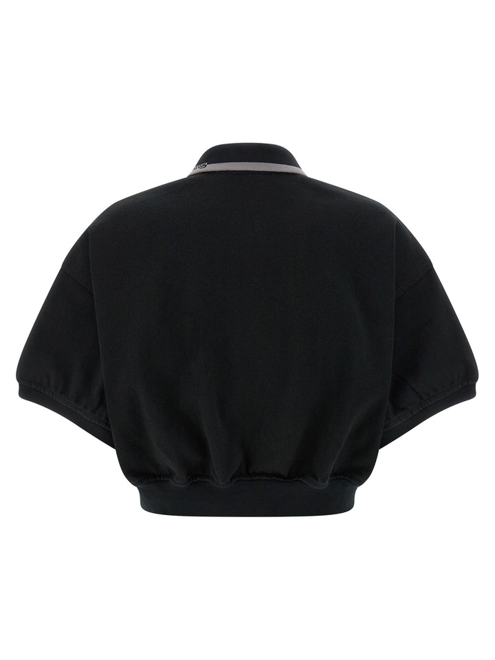 T By Alexander Wang Intarsia Collar  Shirt Polo - Black | 5315e5a14f4ac322f4f9c7cf2af3ece891f86782