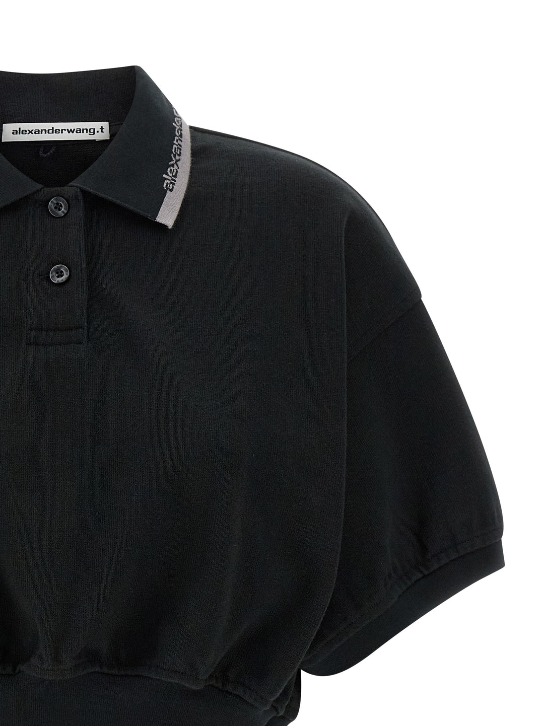 T By Alexander Wang Intarsia Collar  Shirt Polo - Black | 55d11bbb35ce86f944abd21c0913ae73762cbca8