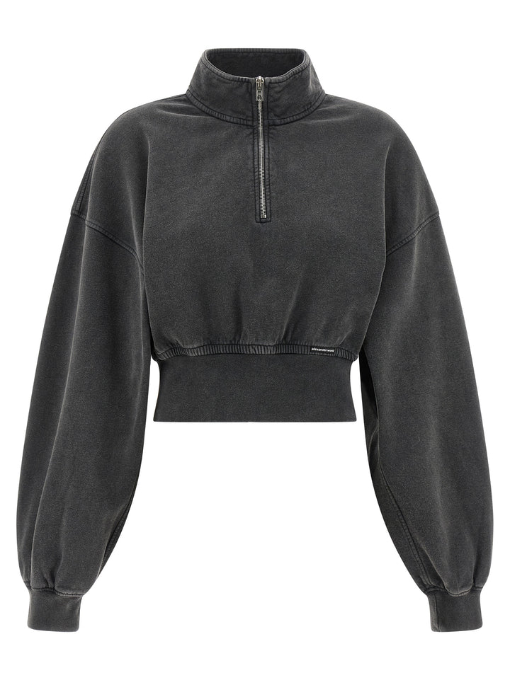 T By Alexander Wang Cropped Sweatshirt - Gray | eac4dc29b143886d2b6636c66c2bf99ee7435ffb