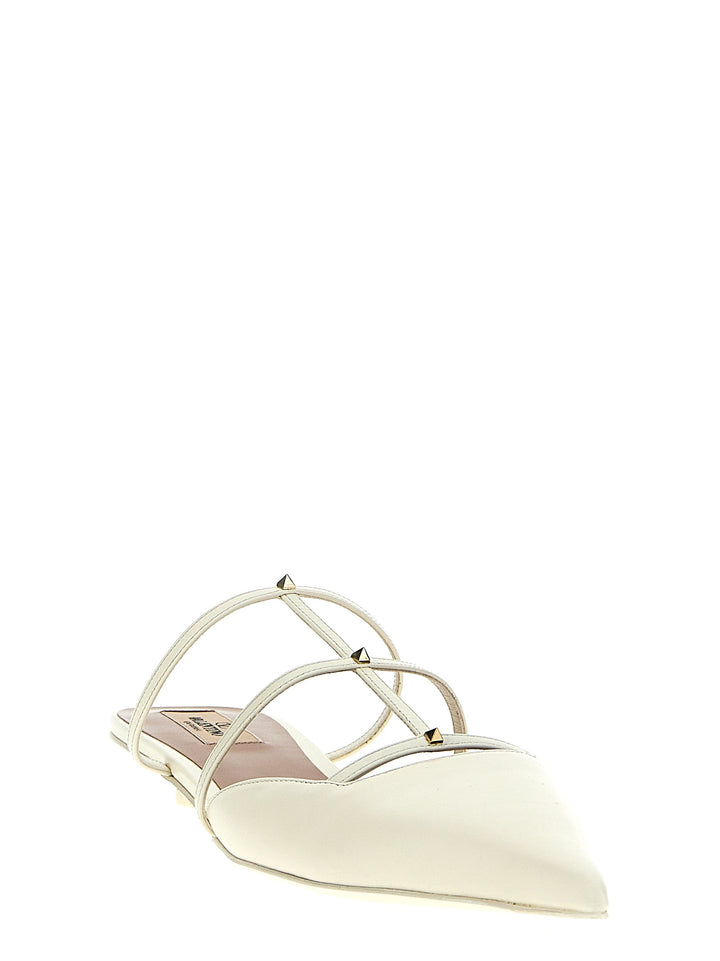 Rockstud Wispy Flat Shoes White