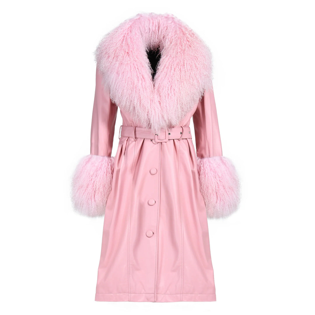 Sac Coat in Leather Pink