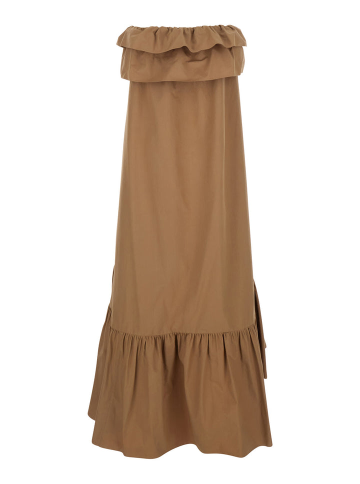Flounced Bustier Maxi Dress Dresses Brown