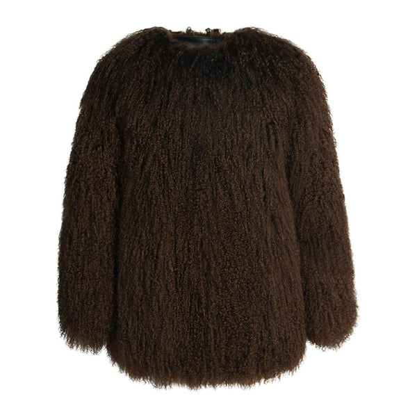 Lovley Brown Coat in Lambskin Fur