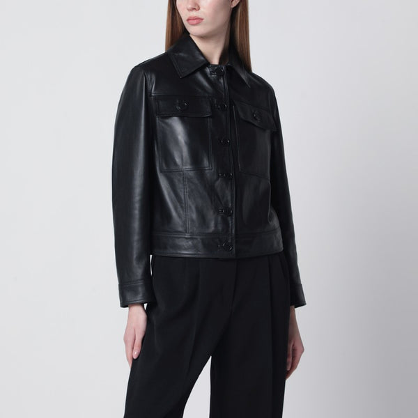 Black Cropped Leather Jacket