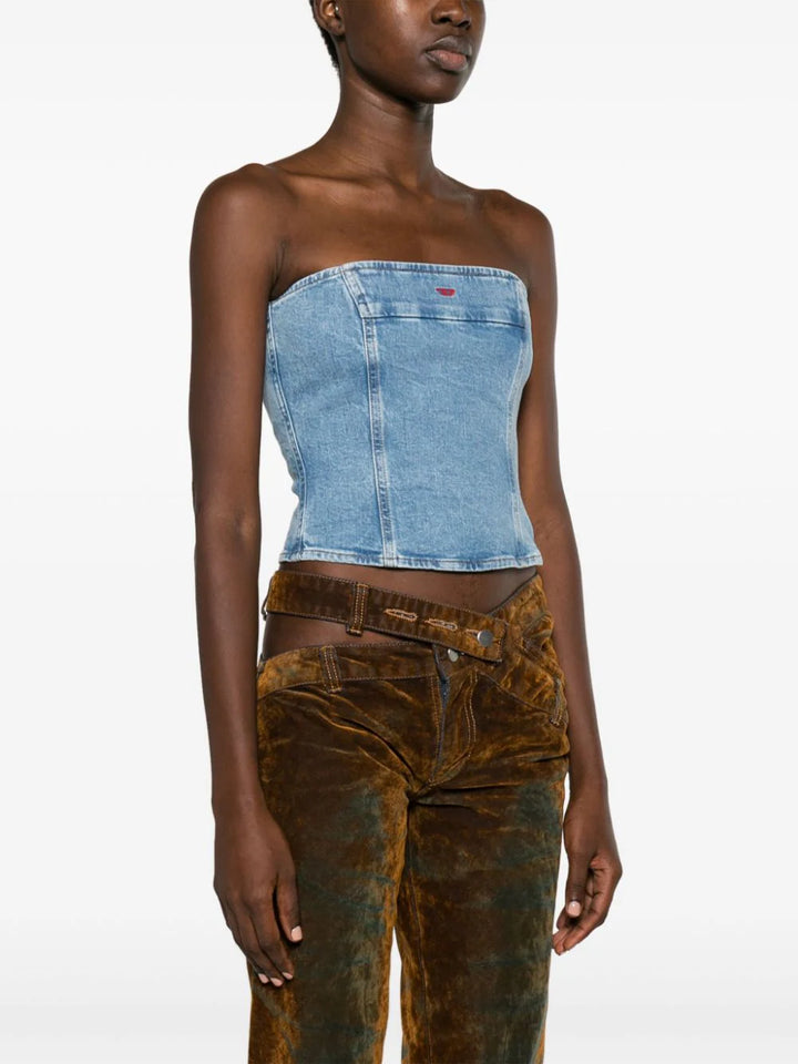 DE-VILLE strapless denim crop top