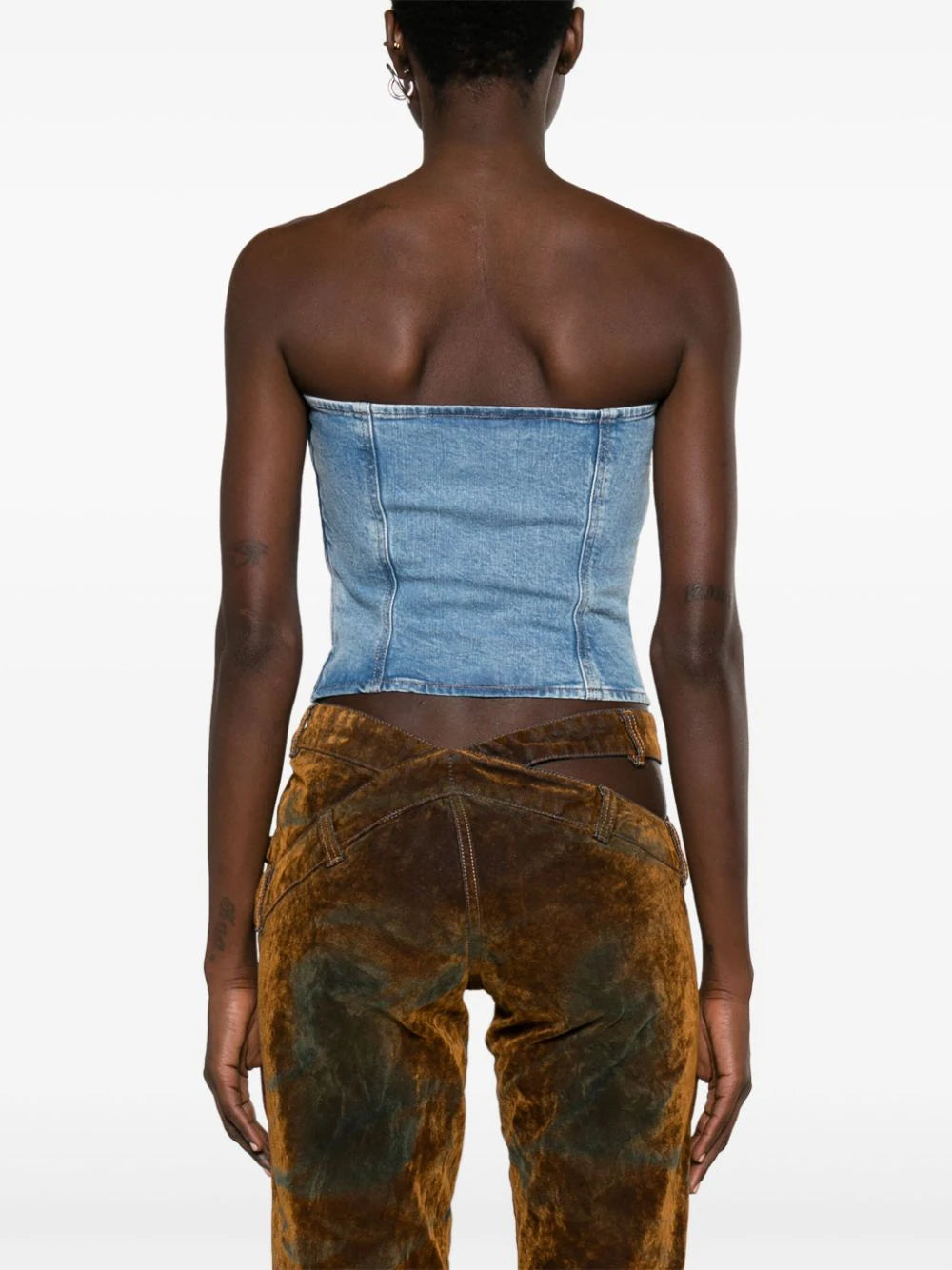 DE-VILLE strapless denim crop top