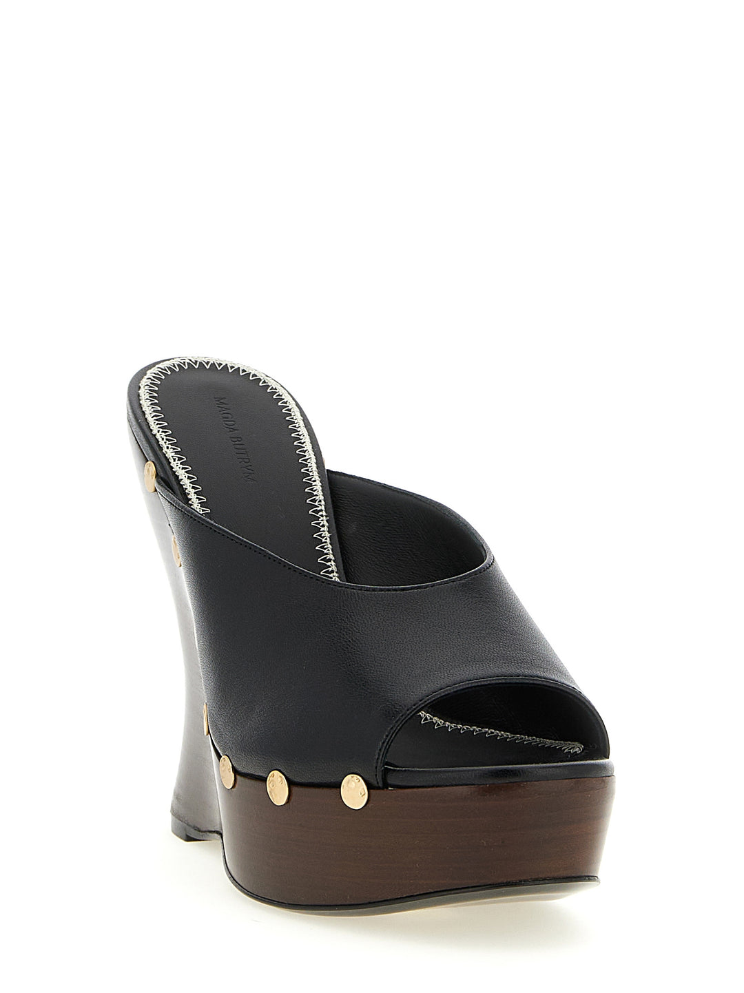 Magda Butrym Leather Mules Wedges - Black | 13c7c9b215599a504408841994476de10f690331