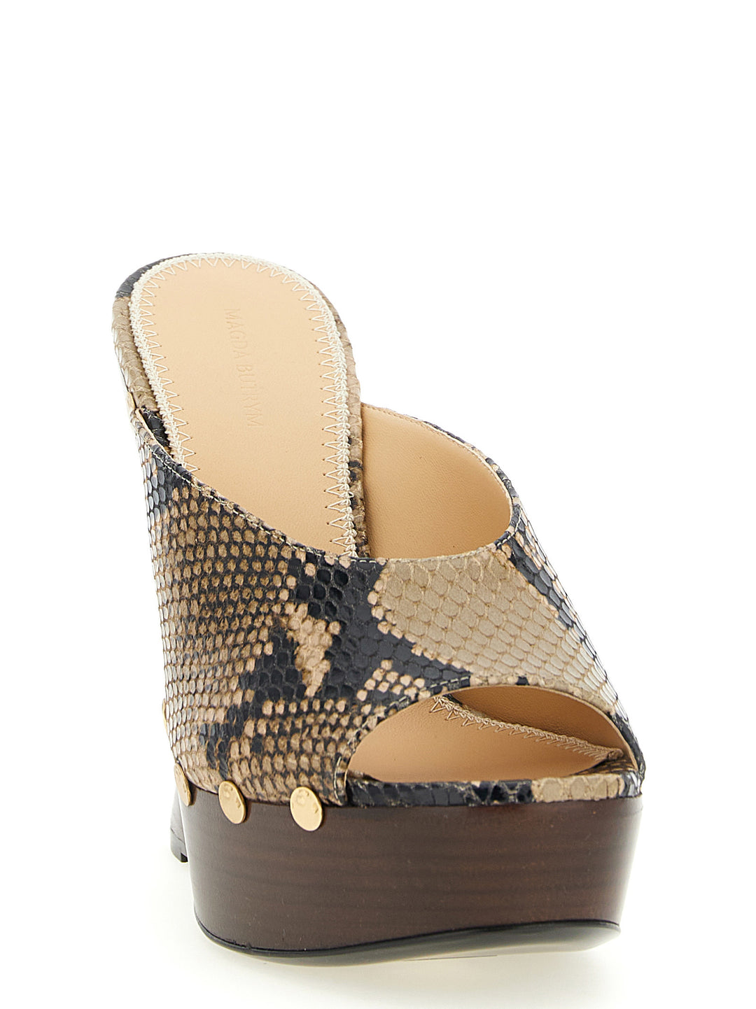 Magda Butrym Python Print Mules Wedges - Brown | 3994e96d1ea5754e61d6ec2f0e5a4858b221c437