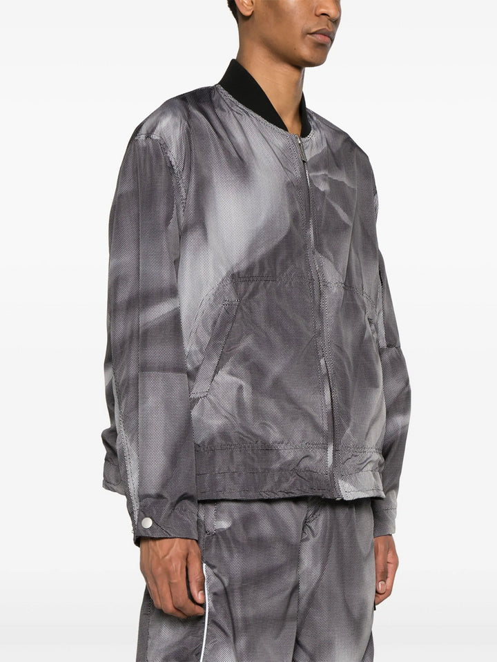 Crinkle bomber jacket with graphic print