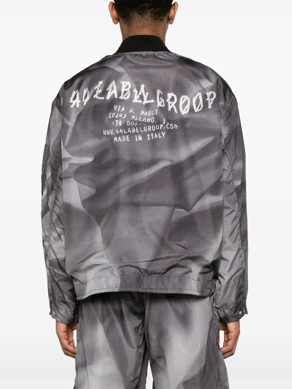 Crinkle bomber jacket with graphic print