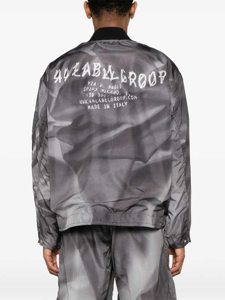 Crinkle bomber jacket with graphic print