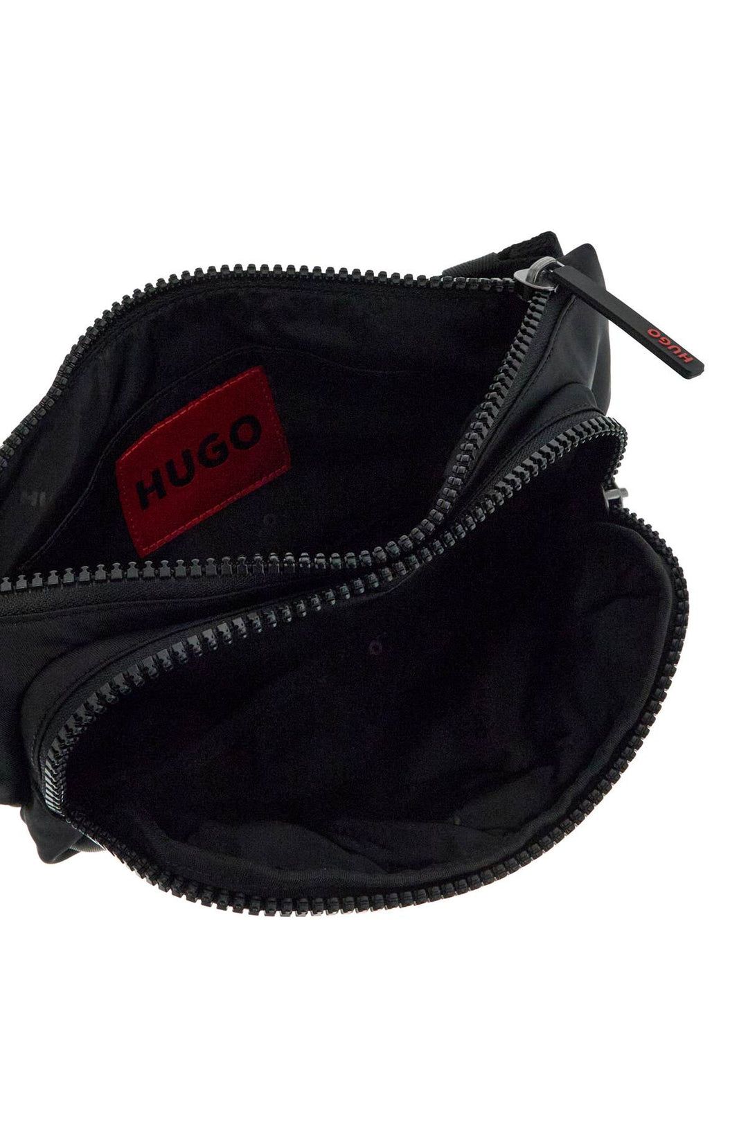 Black Fanny Pack In Recycled Polyester With Zip And Adjustable Belt