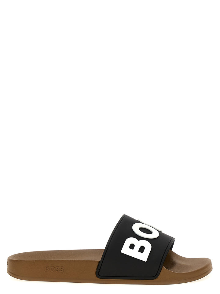 Logo Slides Sandals Beige