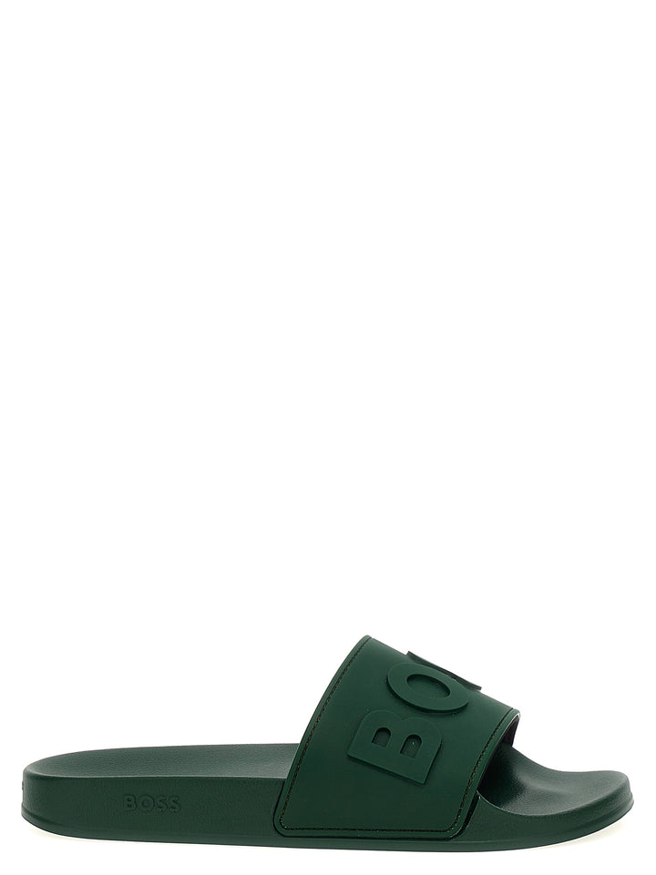 Logo Slides Sandals Green