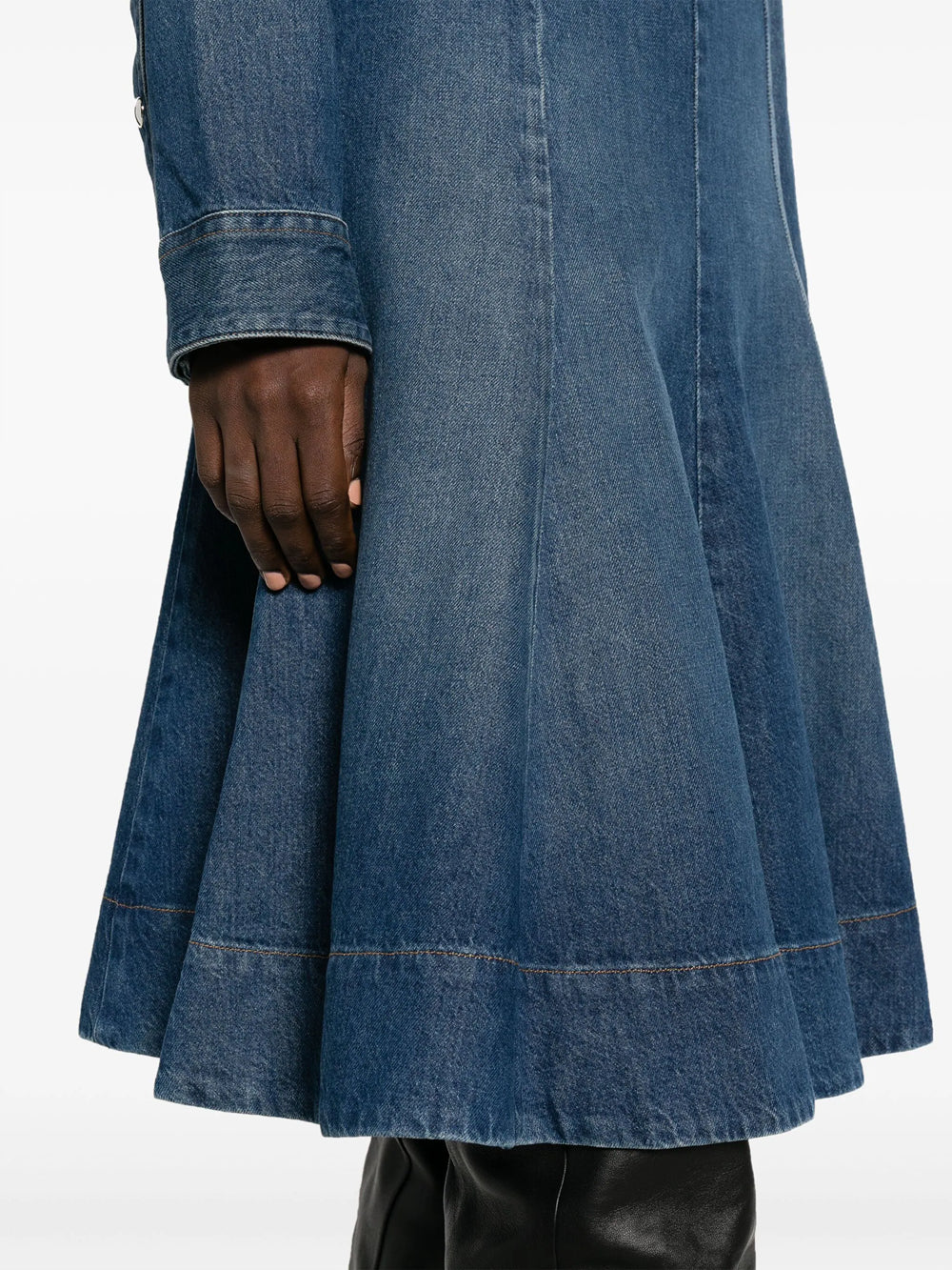 Lennox flared denim midi skirt