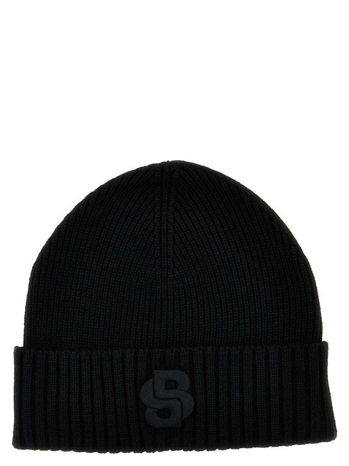 Logo Embroidery Beanie Hats Black