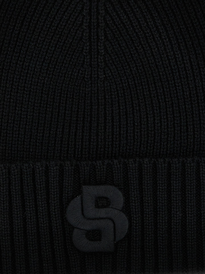 Logo Embroidery Beanie Hats Black