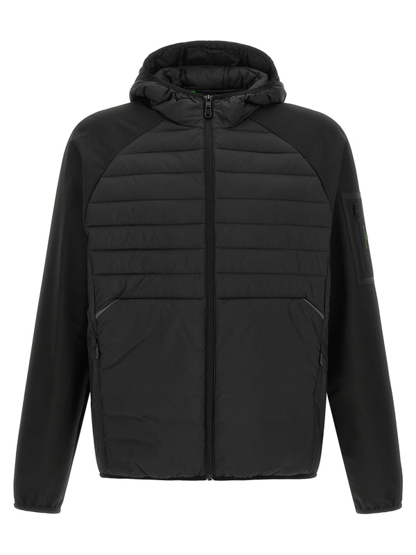 Two-Material Hoodie Sweatshirt Black