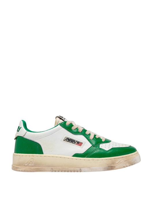 Autry In White And Green Leather With Worn Effect