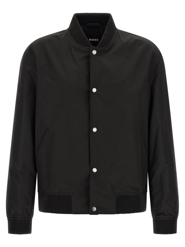 Monogram Sleeve Bomber Jacket Piumini, Parka, Giacche Casual Black