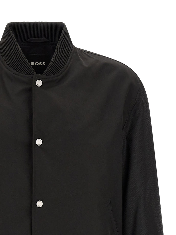 Hugo Boss Monogram Sleeve Bomber Jacket Piumini, Parka, Giacche casual - Black | 9a8615b4251809106c5753e67d7b040982b361e6