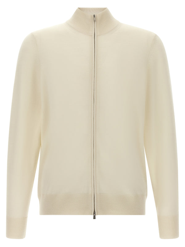 Shaved Knit Cardigan Sweaters And Cardigans White