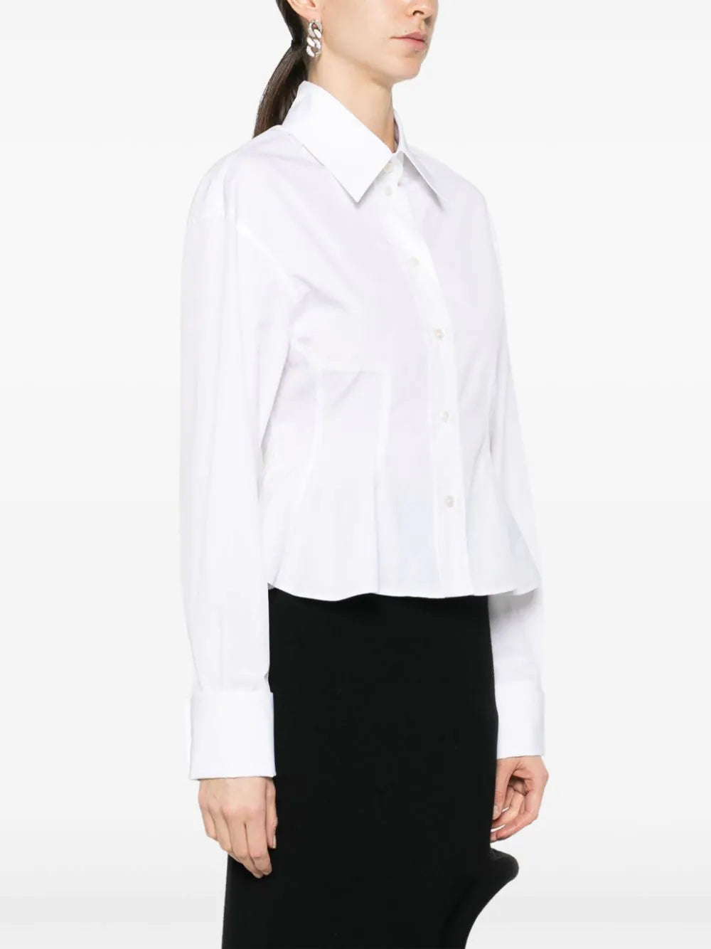 Cotton shirt with peplum at the waist