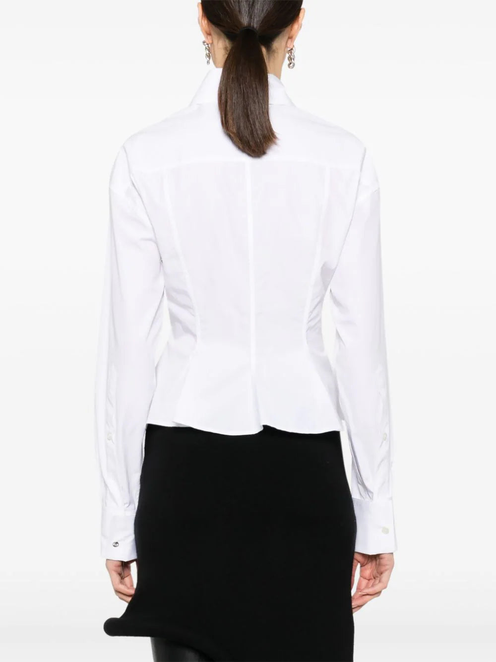 Cotton shirt with peplum at the waist