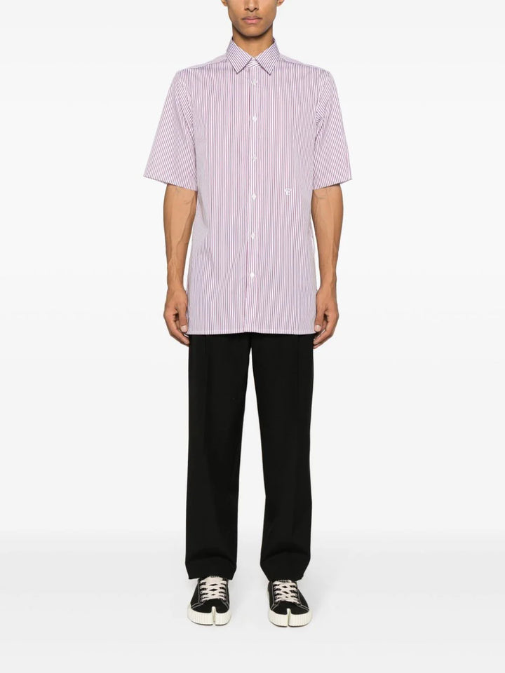 Striped cotton shirt with embroidered logo