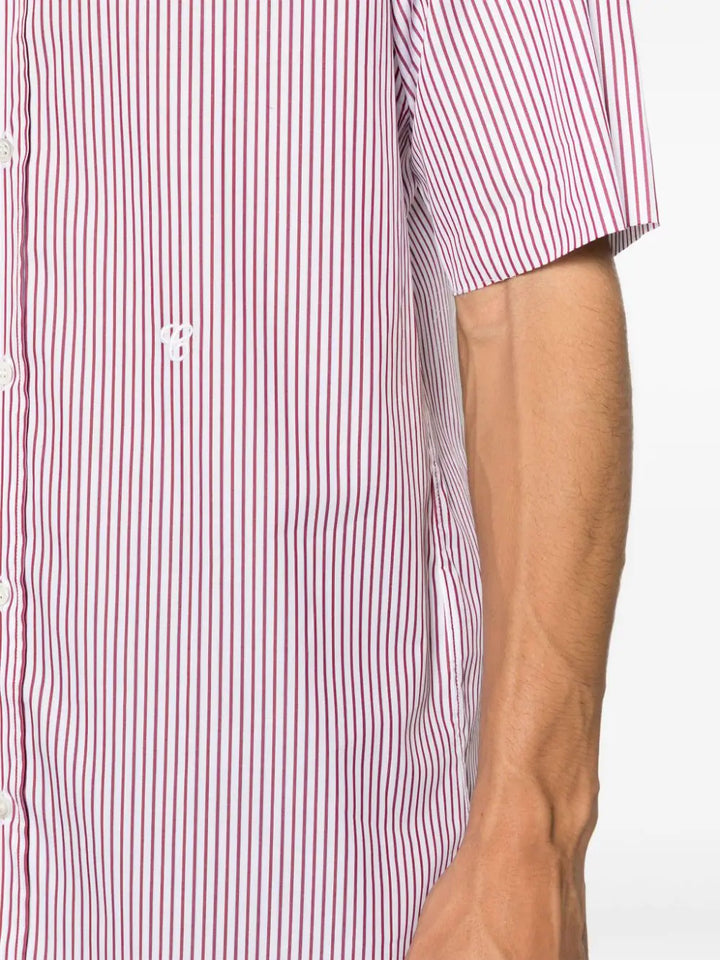 Striped cotton shirt with embroidered logo