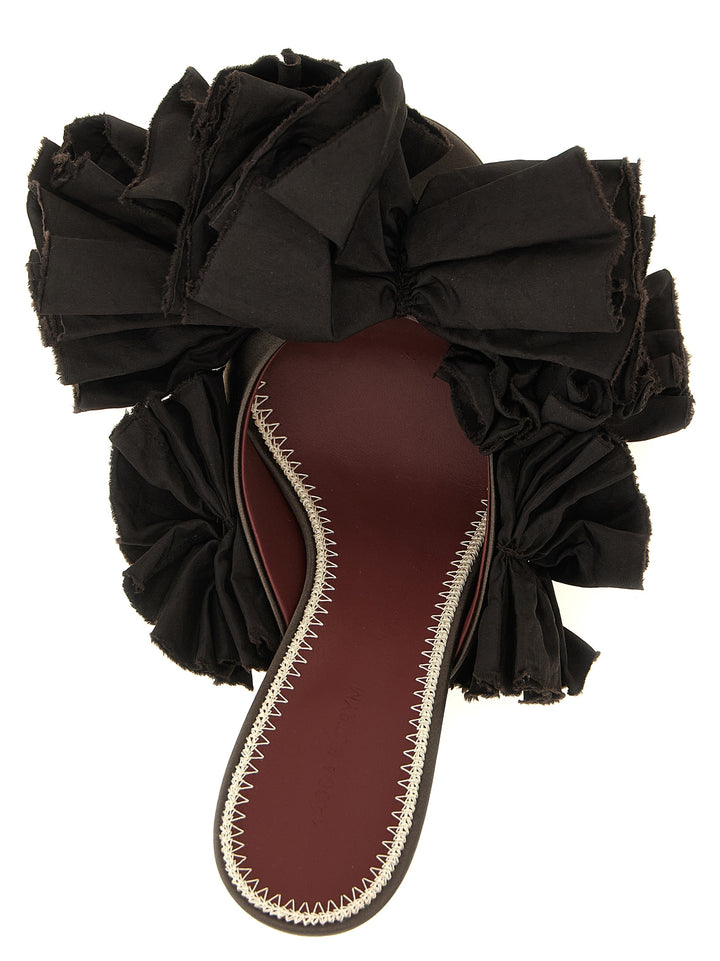 Magda Butrym Mule Flowers Taffeta Sandals - Brown | 598e6a7d672c52017486780eaf487c150979c5f6