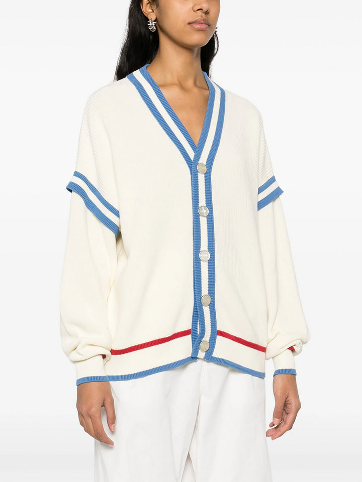 Cotton cardigan with logo patch