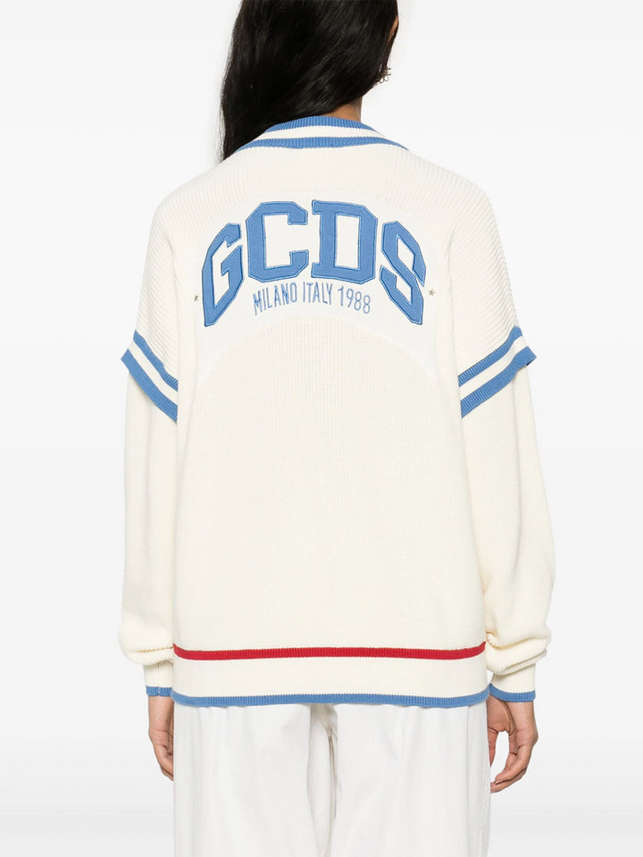 Cotton cardigan with logo patch