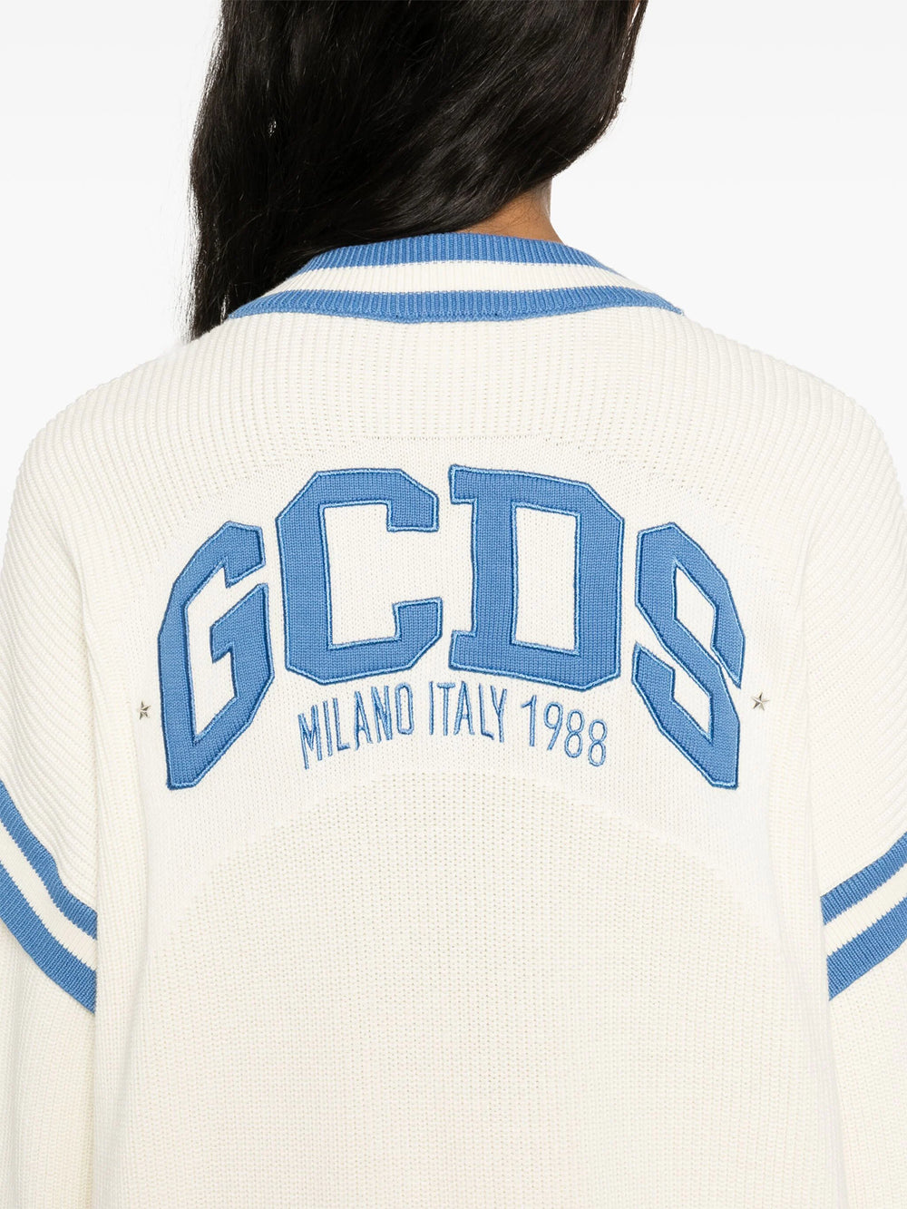 Cotton cardigan with logo patch