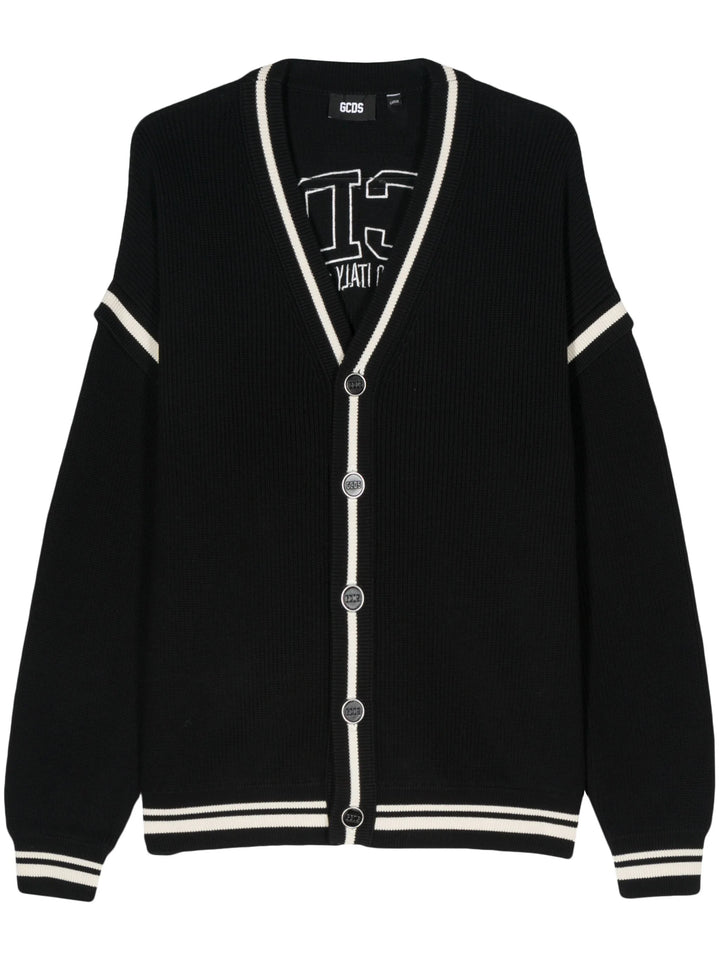 Cotton cardigan with logo embroidery